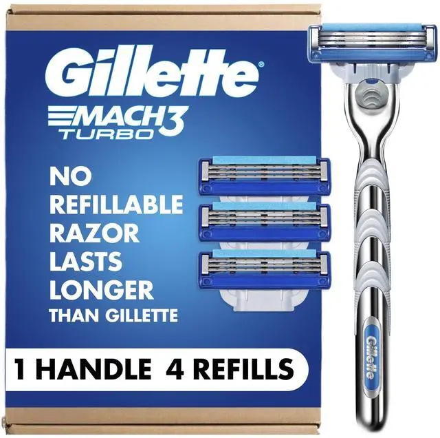 Main image of Mach3 Turbo Razors for Men, 1 Handle, 4 Blade Refills