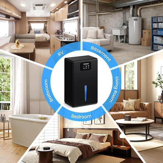 Alt view image 7 of 7 - Dehumidifier for Home Bedroom Basement Bathroom, Obsidian