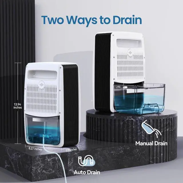 Alt view image 5 of 7 - Dehumidifier with Drain Hose for Bathroom, 95 OZ Dehumidifiers for Home Bedroom Basement & RV with Auto Shut-off, Aromatherapy