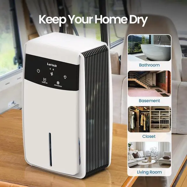 Alt view image 6 of 7 - Dehumidifier with Drain Hose for Bathroom, 95 OZ Dehumidifiers for Home Bedroom Basement & RV with Auto Shut-off, Aromatherapy