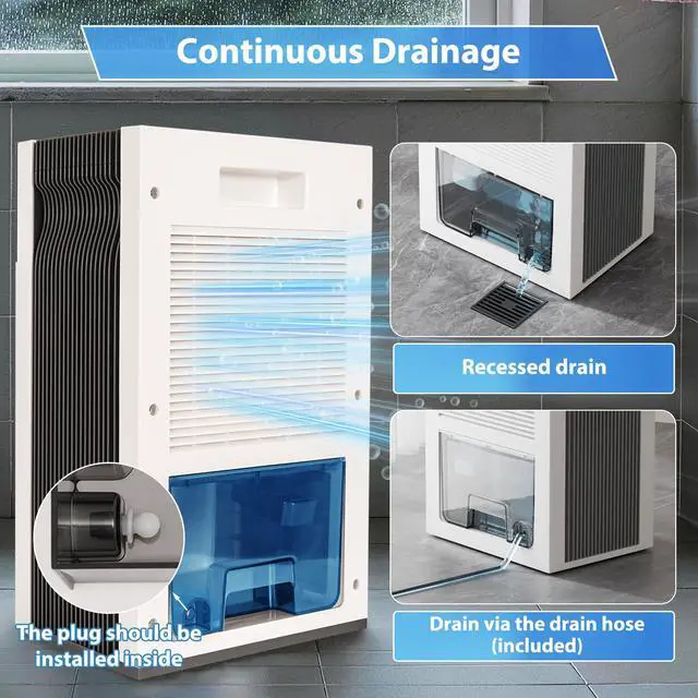 Alt view image 5 of 7 - Mini Dehumidifiers for Home(650sq.ft), Small Quiet Dehumidifier with Drain Hose 66 OZ Water Tank 4 Timer Auto Defrost and Shutoff Sleep Mode, Ideal for Bathroom, Bedroom, Closet, RV