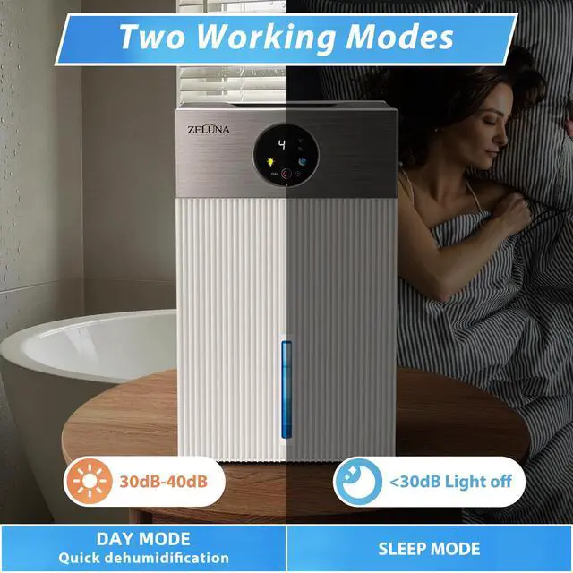 Alt view image 7 of 7 - Mini Dehumidifiers for Home(650sq.ft), Small Quiet Dehumidifier with Drain Hose 66 OZ Water Tank 4 Timer Auto Defrost and Shutoff Sleep Mode, Ideal for Bathroom, Bedroom, Closet, RV