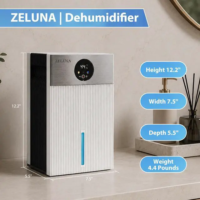 Alt view image 6 of 7 - Mini Dehumidifiers for Home(650sq.ft), Small Quiet Dehumidifier with Drain Hose 66 OZ Water Tank 4 Timer Auto Defrost and Shutoff Sleep Mode, Ideal for Bathroom, Bedroom, Closet, RV