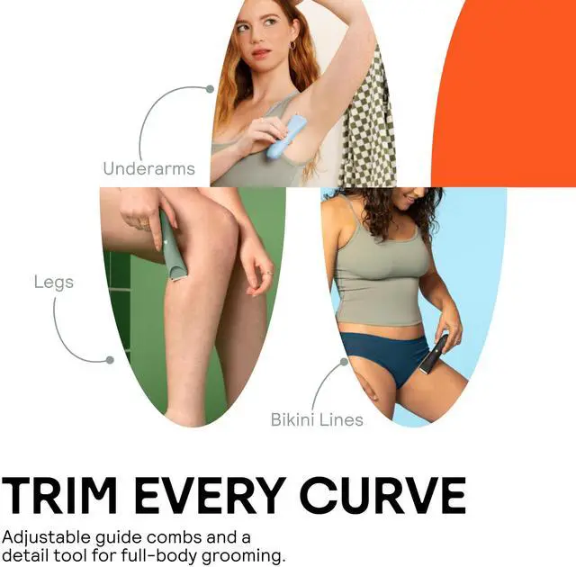 Alt view image 3 of 7 - Slimmer Trimmer Electric Bikini Line & Pubic Hair Trimmer for Women, Body Hair Groomer for Intimate Areas, Legs & Underarms, Waterproof & Rechargeable, Sky