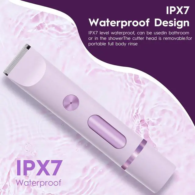 Alt view image 6 of 7 - Dual Head Shaver 2 in 1 Bikini Trimmer for Women Electric Razors Lady Pubic Hair, LCD Display Bikini Underarm Arm Leg Face Body 2026 Upgraded Version- Purple