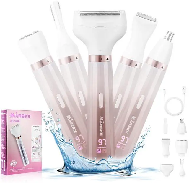 Main image of Electric Razor for Women, Bikini Trimmer 5 in 1 Electric Shavers Razors IPX6 Waterproof Wet/Dry Body Shaver for Face Nose Eyebrow Arms Armpit Legs Pubic Area Painless Replaceable Facial Hair Removal