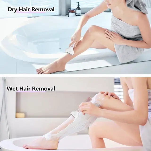 Alt view image 5 of 7 - Electric Razor for Women, Bikini Trimmer 5 in 1 Electric Shavers Razors IPX6 Waterproof Wet/Dry Body Shaver for Face Nose Eyebrow Arms Armpit Legs Pubic Area Painless Replaceable Facial Hair Removal