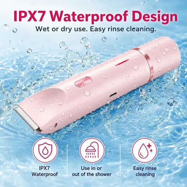 Alt view image 5 of 7 - Bikini Trimmer for Women, 2-in-1 Electric Razor with Dual Heads, IPX7 Waterproof Wet/Dry Body Groomer for Bikini Line, Underarms, Legs & Face, Rechargeable Cordless Shaver