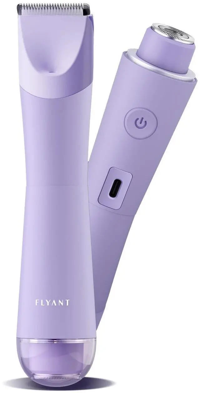 Main image of Bikini Trimmer for Women, 2 in 1 Electric Shaver for Women, Bikini RazorWaterproof IPX7 with LED, Pubic Hair Trimmer for Leg Arm Underarm Bikini Area, Pull Bows Gift Box(Lavender Dream Purple)