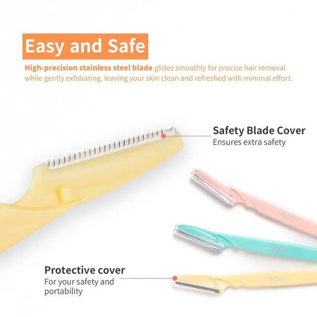 Alt view image 3 of 6 - Dermaplaning Tool 12ct, Dermaplane Razor for Women, Safe and Easy Peach Fuzz Remover, Eyebrow Trimmer with Protective Cover (4 Packs of 3)