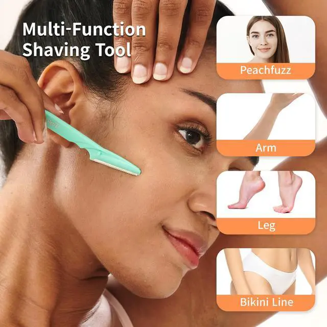 Alt view image 4 of 6 - Dermaplaning Tool 12ct, Dermaplane Razor for Women, Safe and Easy Peach Fuzz Remover, Eyebrow Trimmer with Protective Cover (4 Packs of 3)