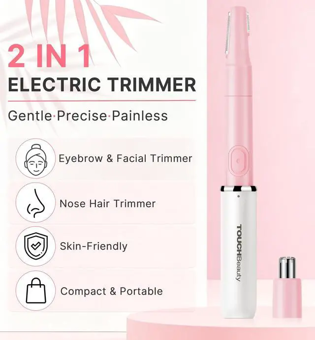 Alt view image 2 of 7 - Hair Trimmer for Face Eyebrow Nose Ear Body Hair Trimming, All in ONE Hair Remover for Women & Men Dual Blades Shaver Battery Powered TB-1458