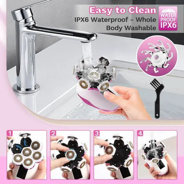 Alt view image 6 of 7 - Electric Razors for Women, 7D Electric Shaver for Women, 5 in 1 Lady Shavers, Wet/Dry Bikini Trimmer, Painless Face Razor for Arms Legs Armpit Pubic Area