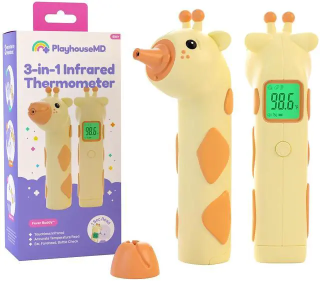 Main image of Baby Thermometer for Kids Digital Infrared No-Touch Forehead & Ear Thermometer, 3-in-1 Contactless Thermometer with Fever Indicator, Fever Buddy Giraffe