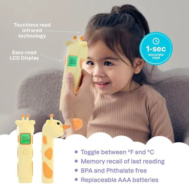 Alt view image 5 of 7 - Baby Thermometer for Kids Digital Infrared No-Touch Forehead & Ear Thermometer, 3-in-1 Contactless Thermometer with Fever Indicator, Fever Buddy Giraffe