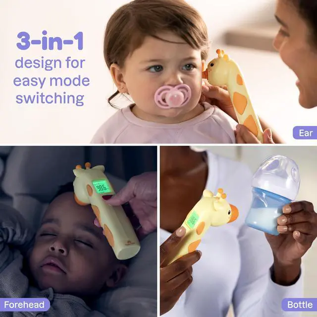 Alt view image 4 of 7 - Baby Thermometer for Kids Digital Infrared No-Touch Forehead & Ear Thermometer, 3-in-1 Contactless Thermometer with Fever Indicator, Fever Buddy Giraffe