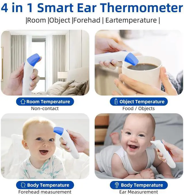 Alt view image 5 of 7 - 3 in 1 Forehead and Ear Thermometer Indoors Non-Contact Backlight Body Object Temperature Checking Sensor Touchless Digital Thermometer with Fever Alert