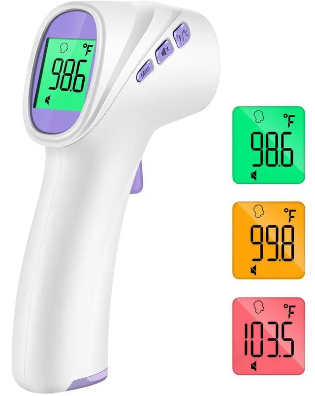 Main image of No-Touch Thermometer for Adults and Kids, Digital Thermometer with Fever Alarm, Fast Accurate Results, Easy for All Ages, FSA Eligible (Purple)