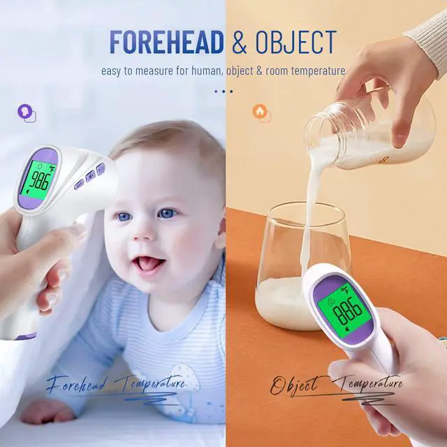 Alt view image 4 of 7 - No-Touch Thermometer for Adults and Kids, Digital Thermometer with Fever Alarm, Fast Accurate Results, Easy for All Ages, FSA Eligible (Purple)