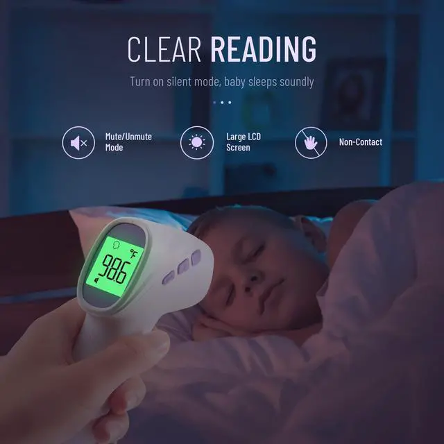 Alt view image 6 of 7 - No-Touch Thermometer for Adults and Kids, Digital Thermometer with Fever Alarm, Fast Accurate Results, Easy for All Ages, FSA Eligible (Purple)