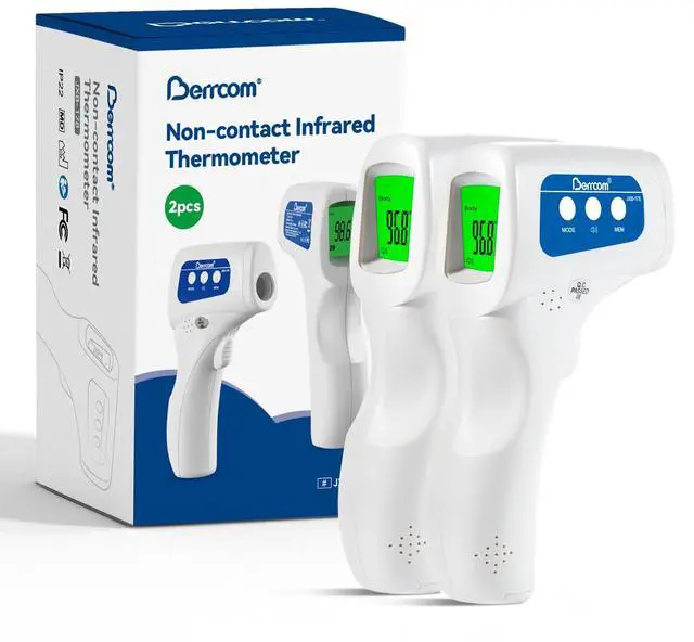 Main image of 3-in-1 Contactless Infrared Forehead Thermometer for Fever Check | for Babies, Kids & Adults | 2-Pack | Batteries Included | JXB-178 (White)