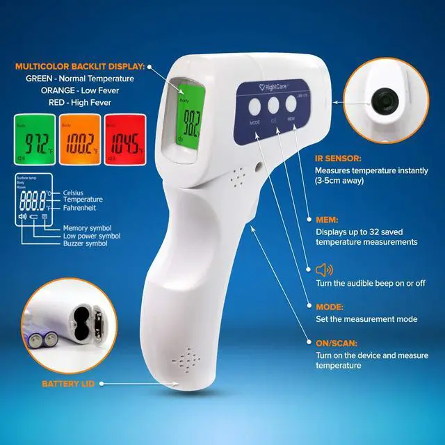 Alt view image 2 of 6 - No-Touch Infrared Forehead Thermometer with Instant Results for School, Home, and Businesses, 1 Count