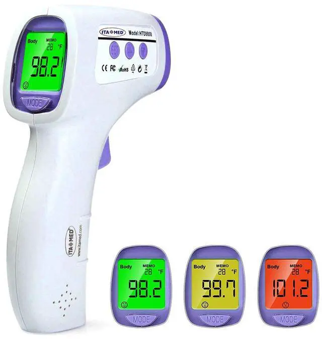 Main image of Digital Non-Contact Infrared Forehead Thermometer for Adults & Kids, Accurate Instant Reading, Dual Mode Body & Surface C / F, Intelligent Temperature/Fever Alert, Batteries Included