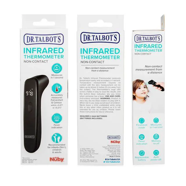 Alt view image 5 of 7 - Non-Contact Acrylic Infrared Thermometer with Led Screen, Fever Warning Indicator, Accurate 1 S Reading for Baby, Kids, Adults, Black