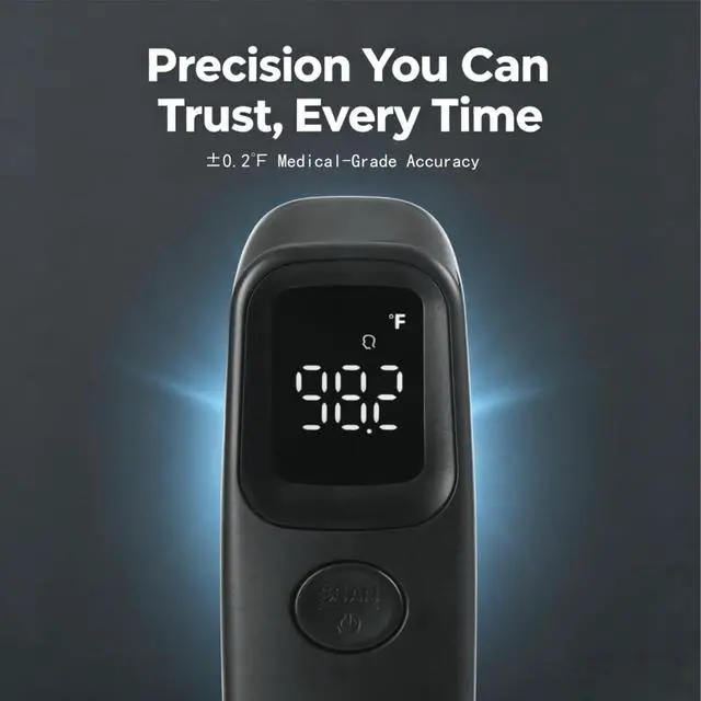 Alt view image 5 of 7 - Medical Grade Non-Contact Forehead Thermometer for Adults and Kids, No-Touch Digital Infrared Thermometer for Infants/Newborns, Touchless Temporal Thermometer for Fever, Black