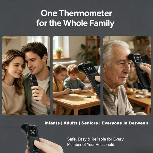 Alt view image 6 of 7 - Medical Grade Non-Contact Forehead Thermometer for Adults and Kids, No-Touch Digital Infrared Thermometer for Infants/Newborns, Touchless Temporal Thermometer for Fever, Black