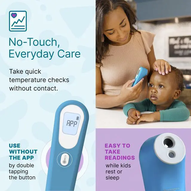 Alt view image 3 of 7 - QuickScan Smart Forehead Thermometer for Adults, Kids and Babies, No-Touch Digital Thermometer, App-Connected Family Health Tracking, Fast Accurate Fever Readings
