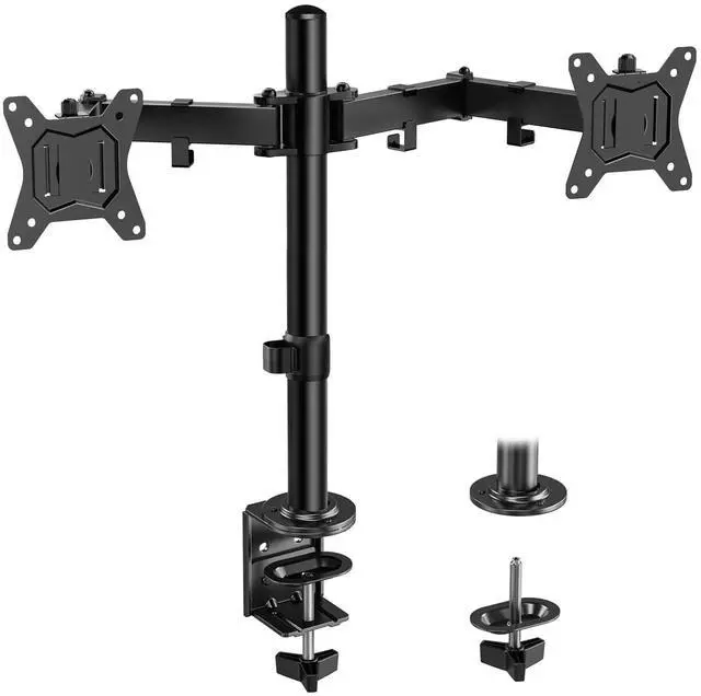 Main image of Dual Monitor Stand, Heavy Duty Adjustable Monitor Desk Mount for 2 Screens up to 32 Inches, Fully Adjustable Height, Tilt, Swivel, Rotate, Supports 17.6 lbs per Monitor Arm, Easy Installation