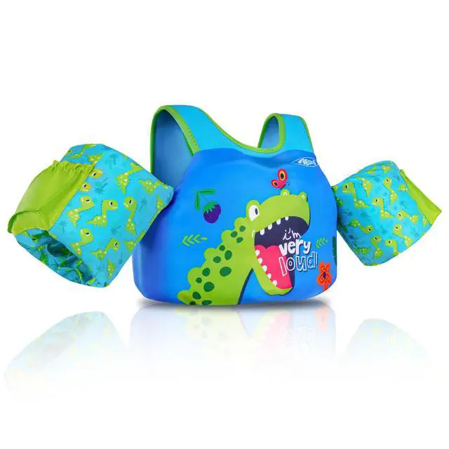 Alt view image 4 of 7 - Puddle Float Jumper 20-30 Pounds, Toddler Swim Vest for 1-2-3 Years Old, Pool Floats with Swimming Arm Floaties Swim Jacket with Water Wings for Kids Swimmies, Boys, Girls, Niños, Dinosaur