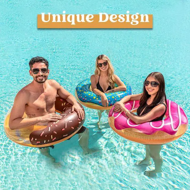 Alt view image 2 of 7 - Donut Pool Float 32 (3 Pack), Funny Pool Tube Toys for Swimming Pool Party and Donut Party Supplies