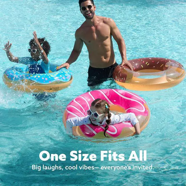 Alt view image 3 of 7 - Donut Pool Float 32 (3 Pack), Funny Pool Tube Toys for Swimming Pool Party and Donut Party Supplies