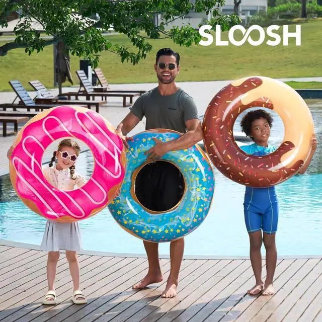 Alt view image 4 of 7 - Donut Pool Float 32 (3 Pack), Funny Pool Tube Toys for Swimming Pool Party and Donut Party Supplies
