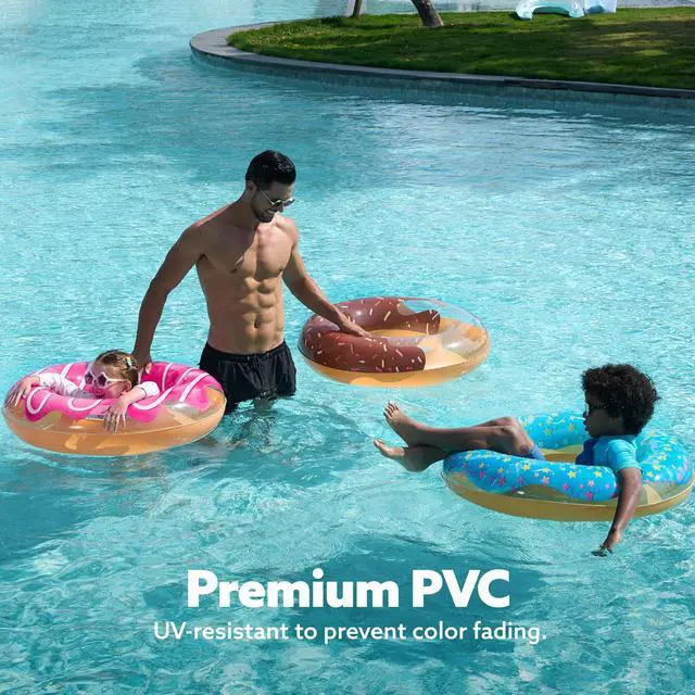 Alt view image 5 of 7 - Donut Pool Float 32 (3 Pack), Funny Pool Tube Toys for Swimming Pool Party and Donut Party Supplies