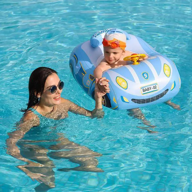 Alt view image 4 of 6 - Swimbobo Toddler Pool Float with Seat Boat Inflatable Ride-on Car for Kids Outdoor Toys(Blue Sport Car)
