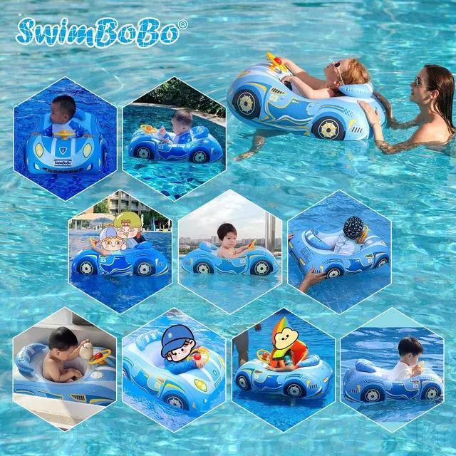 Alt view image 5 of 6 - Swimbobo Toddler Pool Float with Seat Boat Inflatable Ride-on Car for Kids Outdoor Toys(Blue Sport Car)