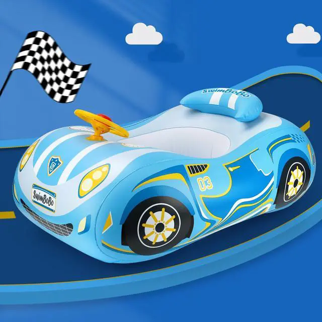 Alt view image 6 of 6 - Swimbobo Toddler Pool Float with Seat Boat Inflatable Ride-on Car for Kids Outdoor Toys(Blue Sport Car)