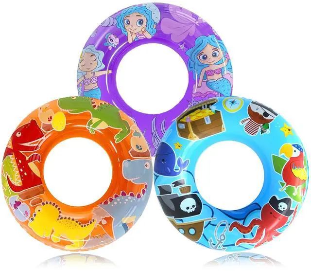 Main image of 3-Pack Kids Pool Floats with Dinosaur/Pirate/Mermaid Design Pool Toys for Toddler, 27.5 Inflatable Swim Rings, Inner Tube for Floating Age 3-8Premium Floaties & Water Toys for Summer Beach Party
