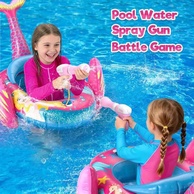 Alt view image 2 of 7 - Kids Pool Floats with Water Gun, Mermaid Toddler Inflatable Pool Toys for Kids Age 3-8 Years Old, Summer Outdoor Water, Beach, Swimming Pool Toys Gift for Girls
