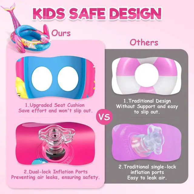 Alt view image 4 of 7 - Kids Pool Floats with Water Gun, Mermaid Toddler Inflatable Pool Toys for Kids Age 3-8 Years Old, Summer Outdoor Water, Beach, Swimming Pool Toys Gift for Girls