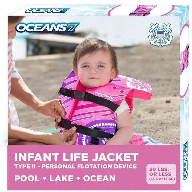 Main image of Oceans 7 US Coast Guard Approved, Infant-Child-Youth Life Jacket Vest Sizes for 8-90 Lbs. Type III Vest, PFD, Personal Flotation Device