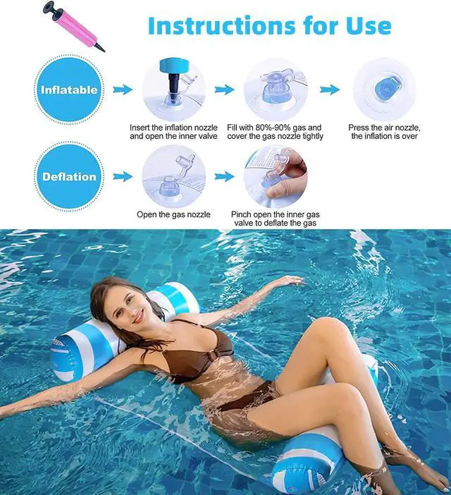 Alt view image 6 of 7 - 4 Pack Upgrated XL Water Pool Floats, 4-in-1 (Hammock, Saddle, Lounge Chair, Drifter) Multi-Purpose Water Pool Float, Non-Stick PVC Material.