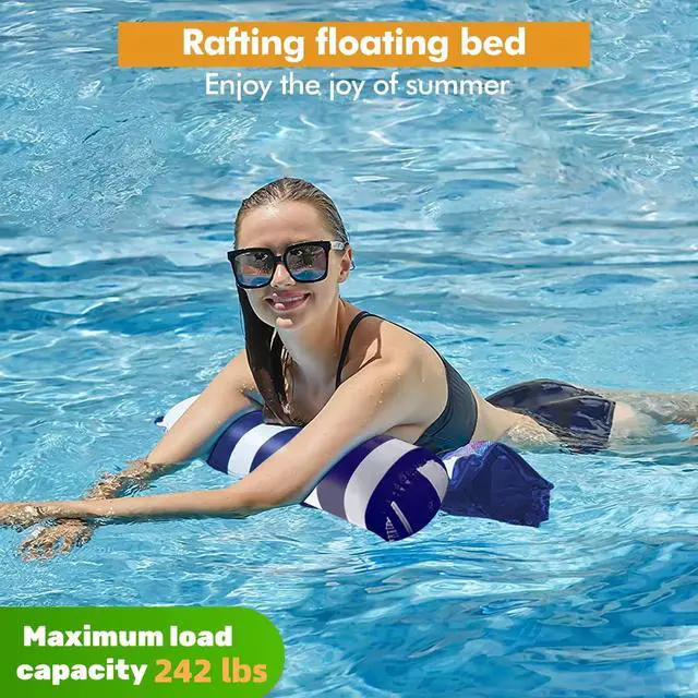 Alt view image 3 of 7 - 4 Pack Upgrated XL Water Pool Floats, 4-in-1 (Hammock, Saddle, Lounge Chair, Drifter) Multi-Purpose Water Pool Float, Non-Stick PVC Material.