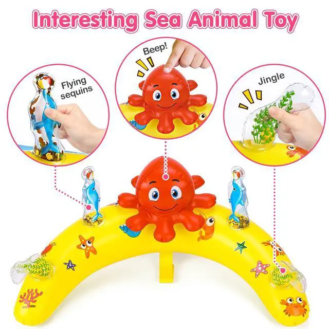 Alt view image 2 of 6 - Baby Pool Float with Canopy UPF50+ Sun Protection, Inflatable Kids Pool Floats with Ocean Animal Toys for Baby 6-36 Months, Infant Swimming Float with Adjustable Safety Seat for Boys Girls Pink