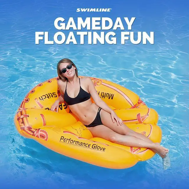 Alt view image 2 of 7 - Giant Inflatable Baseball Glove Pool Float , Brown, 62"/50"/16"