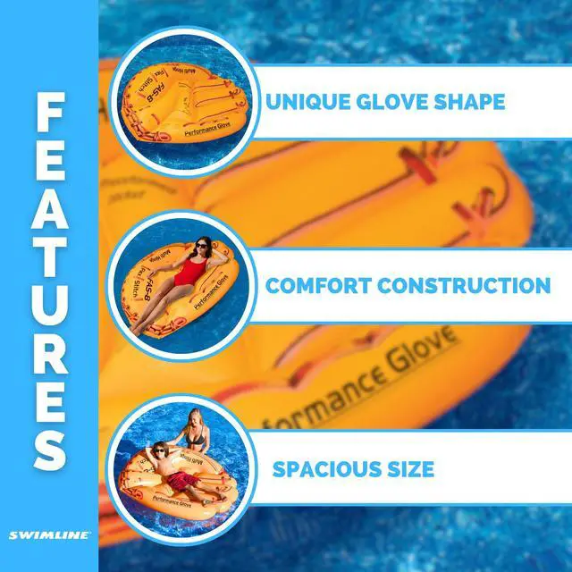 Alt view image 3 of 7 - Giant Inflatable Baseball Glove Pool Float , Brown, 62"/50"/16"