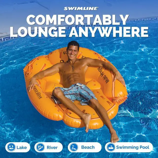 Alt view image 4 of 7 - Giant Inflatable Baseball Glove Pool Float , Brown, 62"/50"/16"